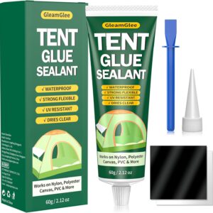 Tent Repair Glue Seam Sealer, Waterproof & Flexible Sealant Adhesive for Tent, Sleeping Pads, Awning & Groundsheet Repair and Outdoor Fabric, Works on Nylon, Canvas and Vinyl - 60ml / 2.12oz
