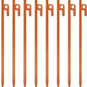 8 Pack Tent Stakes Heavy Duty 12 inch Steel Tent Pegs for Camping Unbreakable and Inflexible